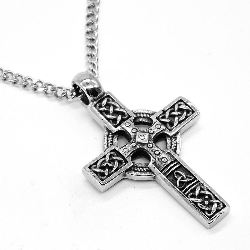 Rustic Stainless Steel Silver Cross Pendant with Knotted Design Necklace-Necklaces-Innovato Design-Innovato Design