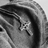 Rustic Stainless Steel Silver Cross Pendant with Knotted Design Necklace - InnovatoDesign