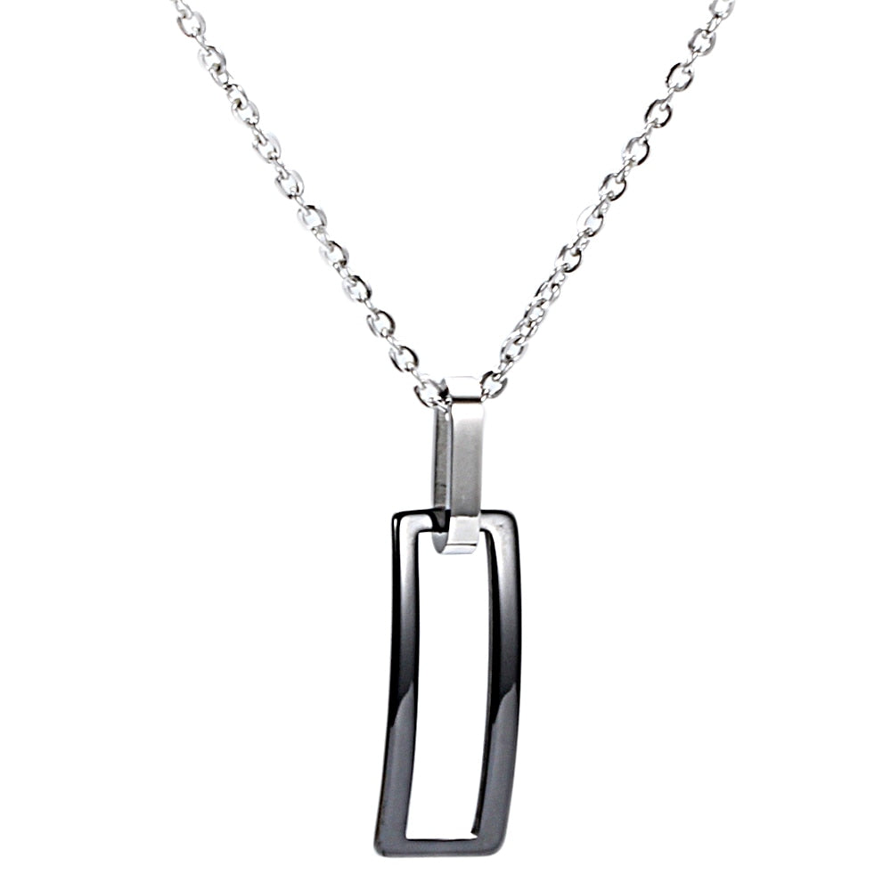 Rectangular Black or White Ceramic Necklace & Earrings Wedding Geometric Jewelry Set-Jewelry Sets-Innovato Design-White-Innovato Design