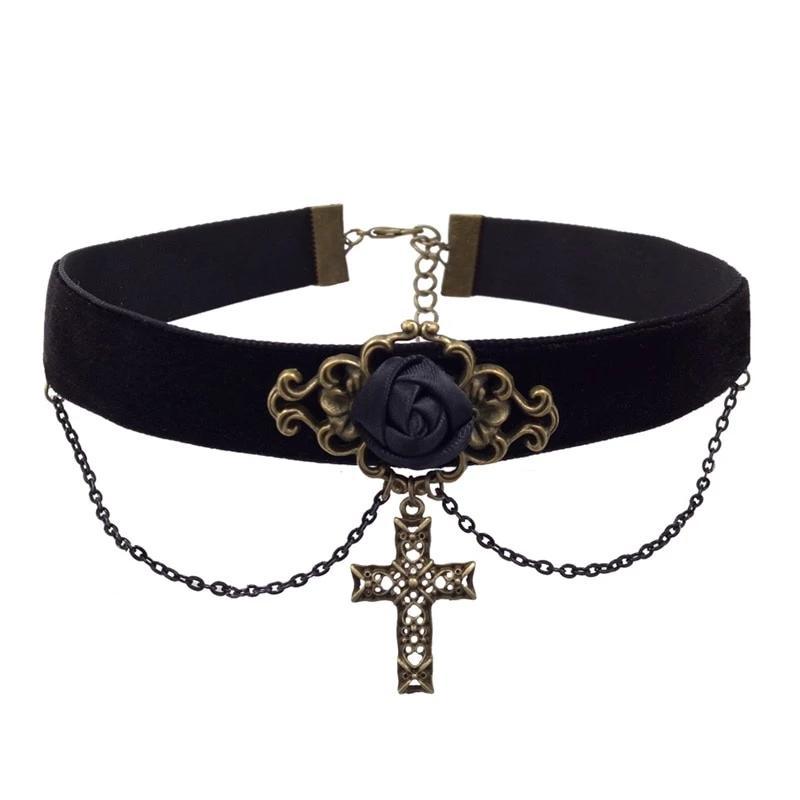Vintage Jesus Choker Cross Necklace-Necklaces-Innovato Design-Innovato Design