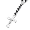 Black Beaded Stainless Steel Silver Rosary-Necklaces-Innovato Design-Innovato Design