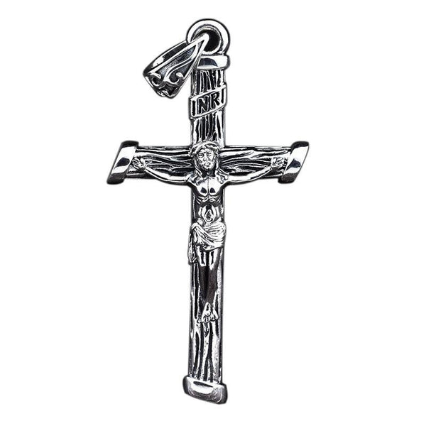 Jesus Cross 925 Sterling Silver Retro Pendant Necklace