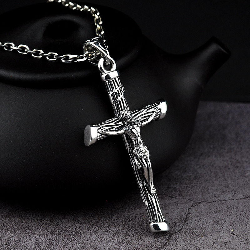 Jesus Cross 925 Sterling Silver Retro Pendant Necklace-Necklaces-Innovato Design-Innovato Design