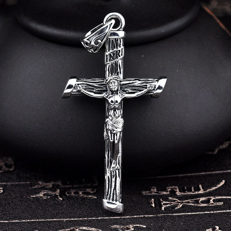 Jesus Cross 925 Sterling Silver Retro Pendant Necklace-Necklaces-Innovato Design-Innovato Design