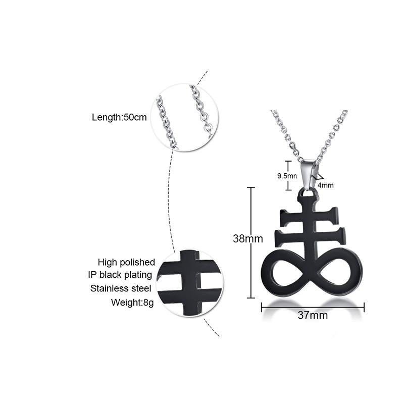 Black Stainless Steel Leviathan Cross Pendant with Chain Necklace-Necklaces-Innovato Design-Innovato Design