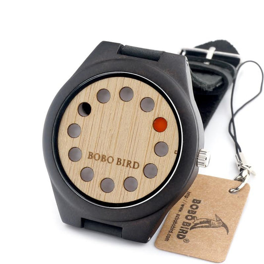 Wooden Watch for Men with Genuine Leather Strap and Gift Box-Watches-Innovato Design-Ebony Wood-Innovato Design