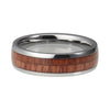 6mm Dome Shape Koa Wood Inlay with Silver Edges Tungsten Ring-Rings-Innovato Design-4-Innovato Design
