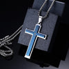Lord's Prayer Stainless Steel Blue Plated Cross Pendant Necklace - InnovatoDesign