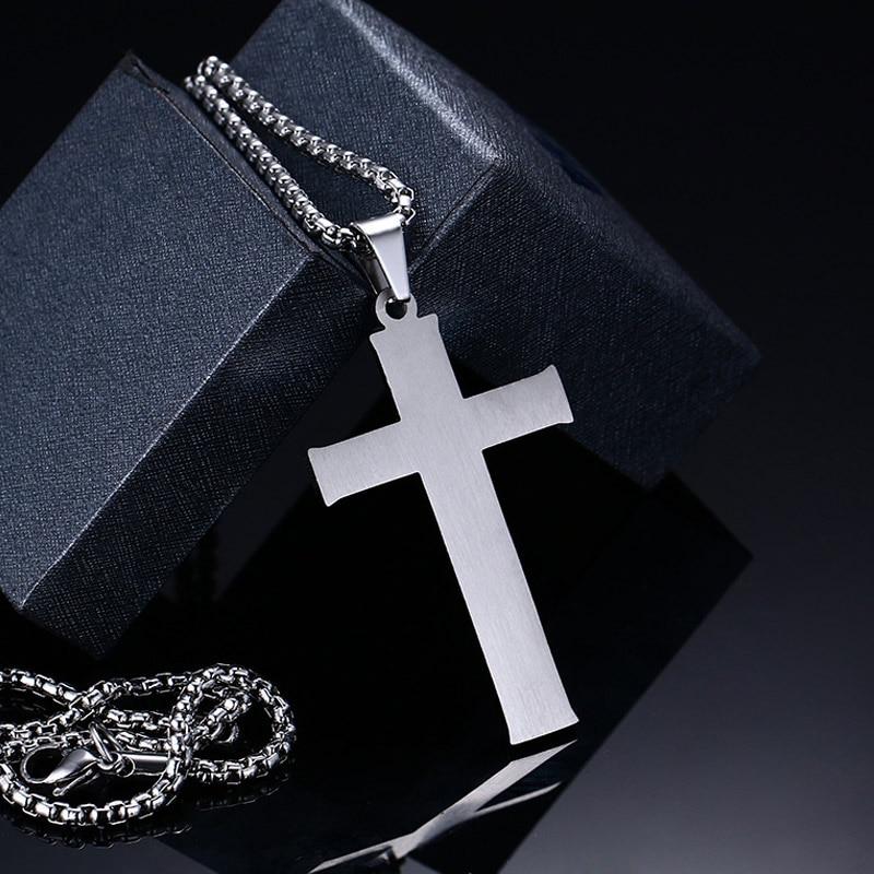 Lord's Prayer Stainless Steel Blue Plated Cross Pendant Necklace-Necklaces-Innovato Design-20inch-Innovato Design