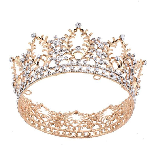 Queen's Dream Rhinestone Gold Color Crown with Zircon Crystals-Crowns-Innovato Design-Innovato Design
