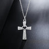 Bejeweled Hollow Heart Cross Pendant and Chain Necklace-Necklaces-Innovato Design-Innovato Design