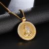 Crystal-Studded Gold-Plated Praying Hands Bling 316L Stainless Steel Hip-hop Pendant Necklace