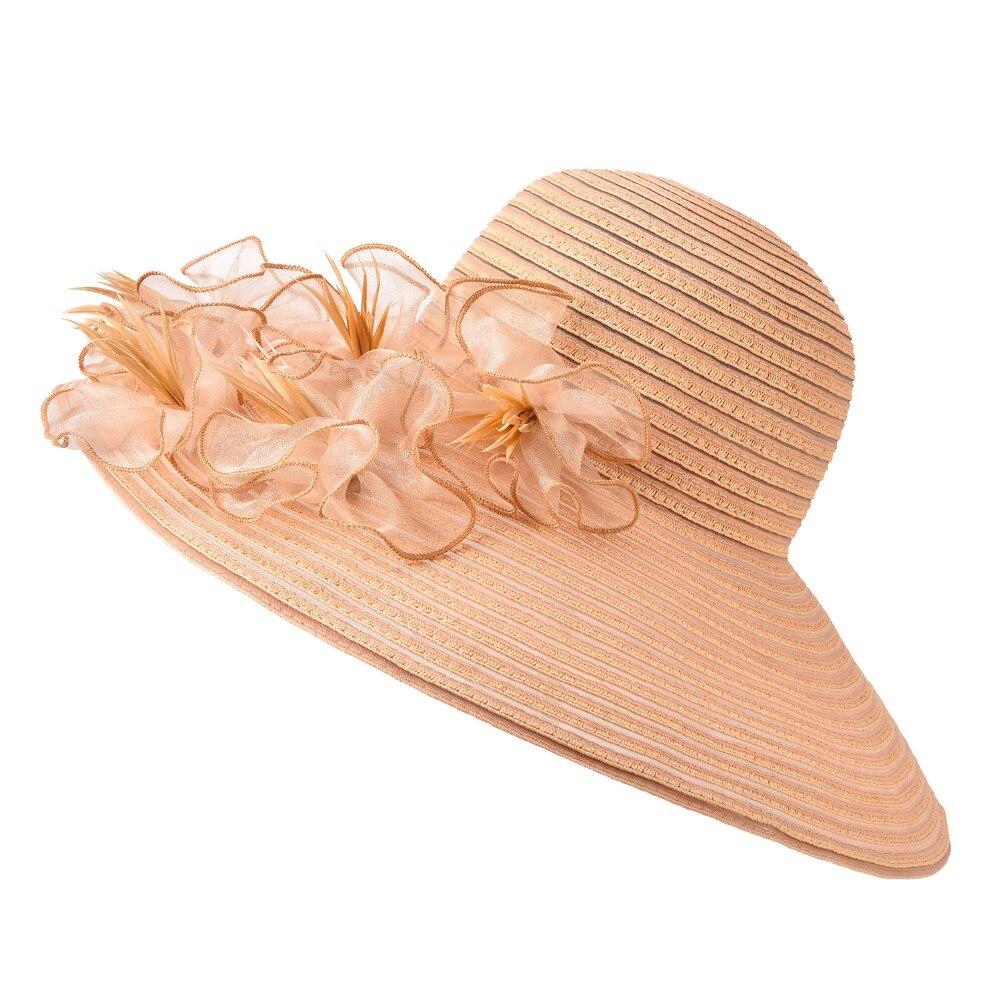 Floppy Large Brim Straw Fascinator Sun Hat-Hats-Innovato Design-Beige-Innovato Design