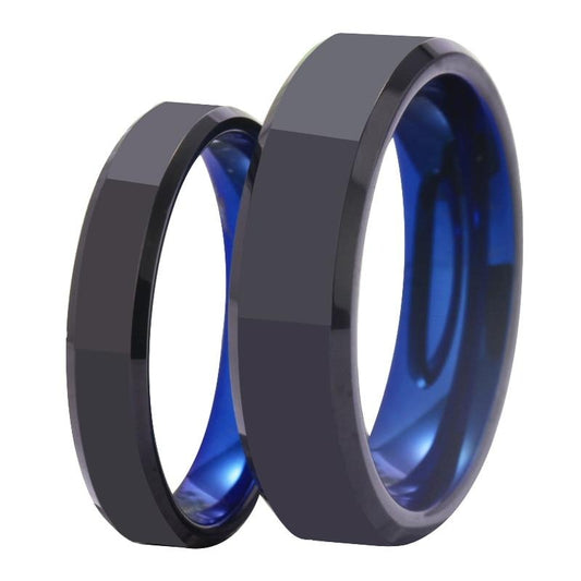 Black and Blue-Plated Tungsten Carbide Fashion Wedding Rings-Rings-Innovato Design-5-4mm-Innovato Design