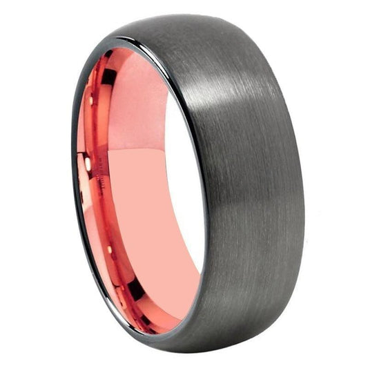 Classic Gunmetal with Rose Gold Tungsten Fashion Wedding Ring-Rings-Innovato Design-11-8mm-Innovato Design