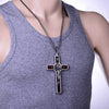 Men's 316L Stainless Steel Wood Cross Pendant Necklace-Necklaces-Innovato Design-Innovato Design