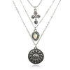 Multi-layer Antique Silver Necklace with 3 Symbolic Pendants - InnovatoDesign