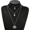 Multi-layer Antique Silver Necklace with 3 Symbolic Pendants - InnovatoDesign