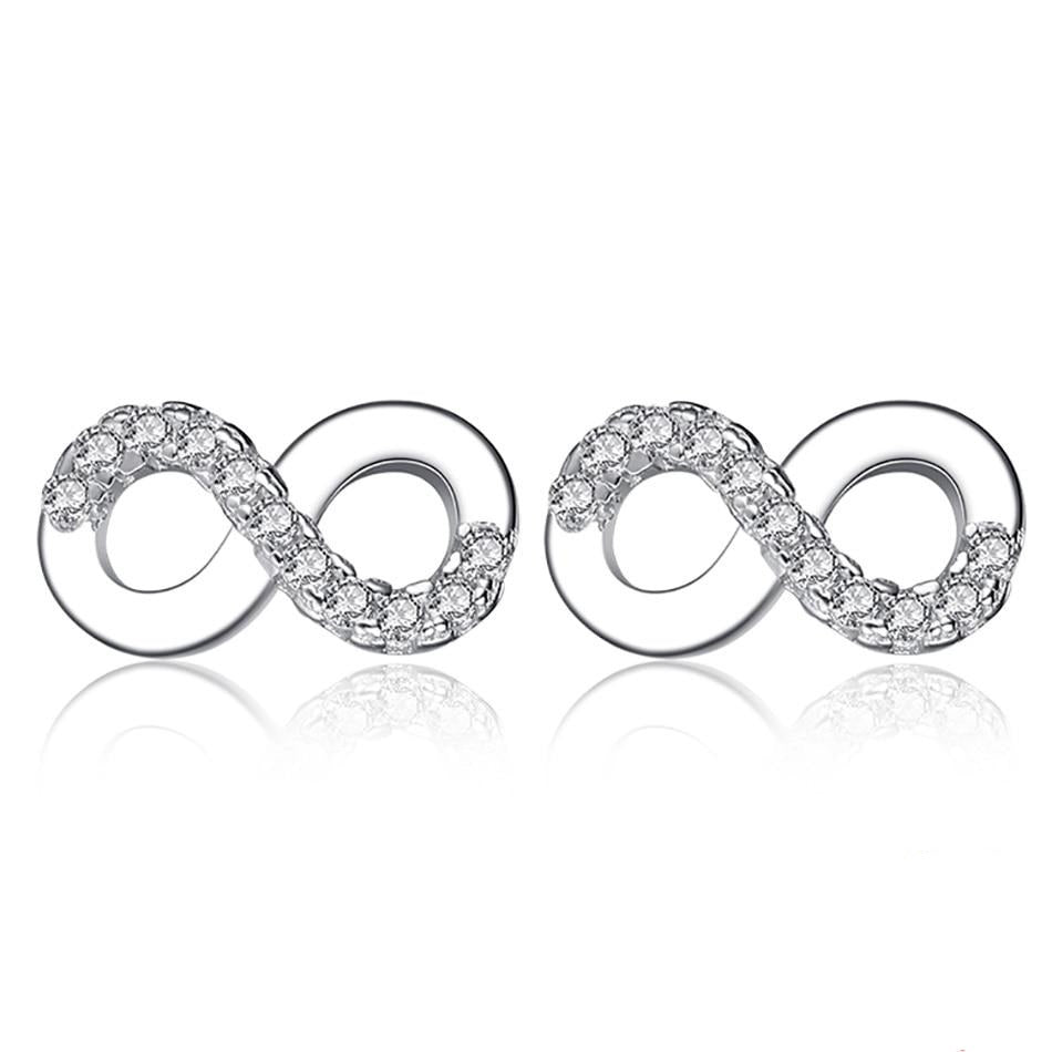Crystal Infinity 925 Sterling Silver Authentic Fashion Wedding Stud Earrings-Earrings-Innovato Design-Innovato Design