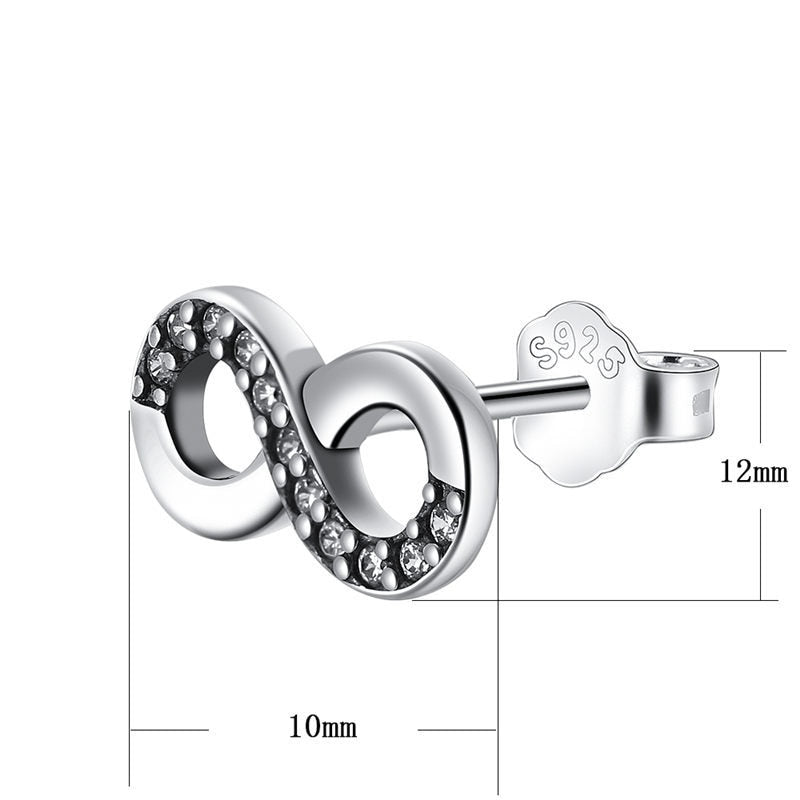 Crystal Infinity 925 Sterling Silver Authentic Fashion Wedding Stud Earrings-Earrings-Innovato Design-Innovato Design