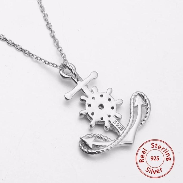 Sterling Silver Wheel and Anchor Pendant Necklace-Necklaces-Innovato Design-Innovato Design