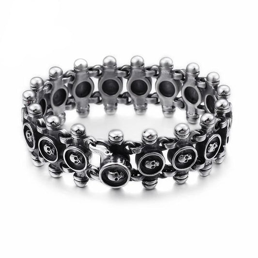 Men’s Stainless Steel Matte Linking Skull Charm Bracelet-Skull Bracelet-Innovato Design-Innovato Design