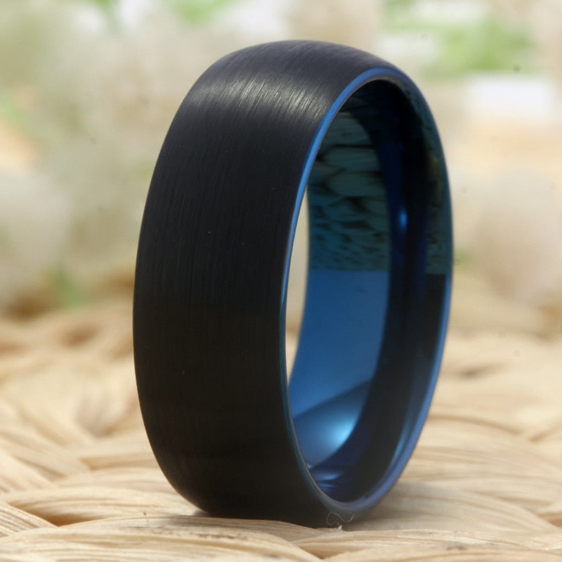 8mm Classic Blue and Black-Plated Tungsten Fashion Wedding Ring-Rings-Innovato Design-6-Innovato Design