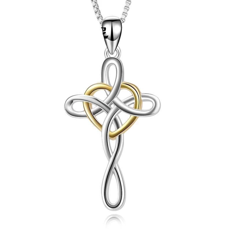 Heart-Shaped Celtic Knot Cross Necklace Pendant-Necklaces-Innovato Design-Innovato Design