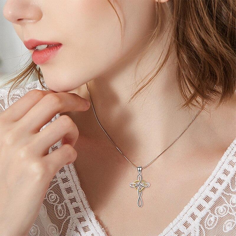 Heart-Shaped Celtic Knot Cross Necklace Pendant-Necklaces-Innovato Design-Innovato Design