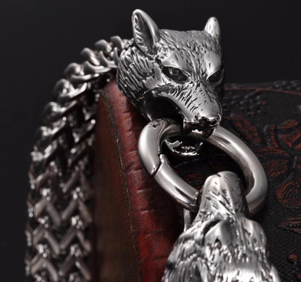 Stainless Steel Gothic Wolf Figaro Chain Bracelets-Bracelets-Innovato Design-Innovato Design