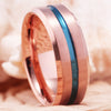 8mm Rose Gold Bevel with Blue Groove Tungsten Carbide Fashion Wedding Ring