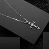 Sterling Silver Cross Pendant with Crystal Heart Necklace-Necklaces-Innovato Design-Innovato Design