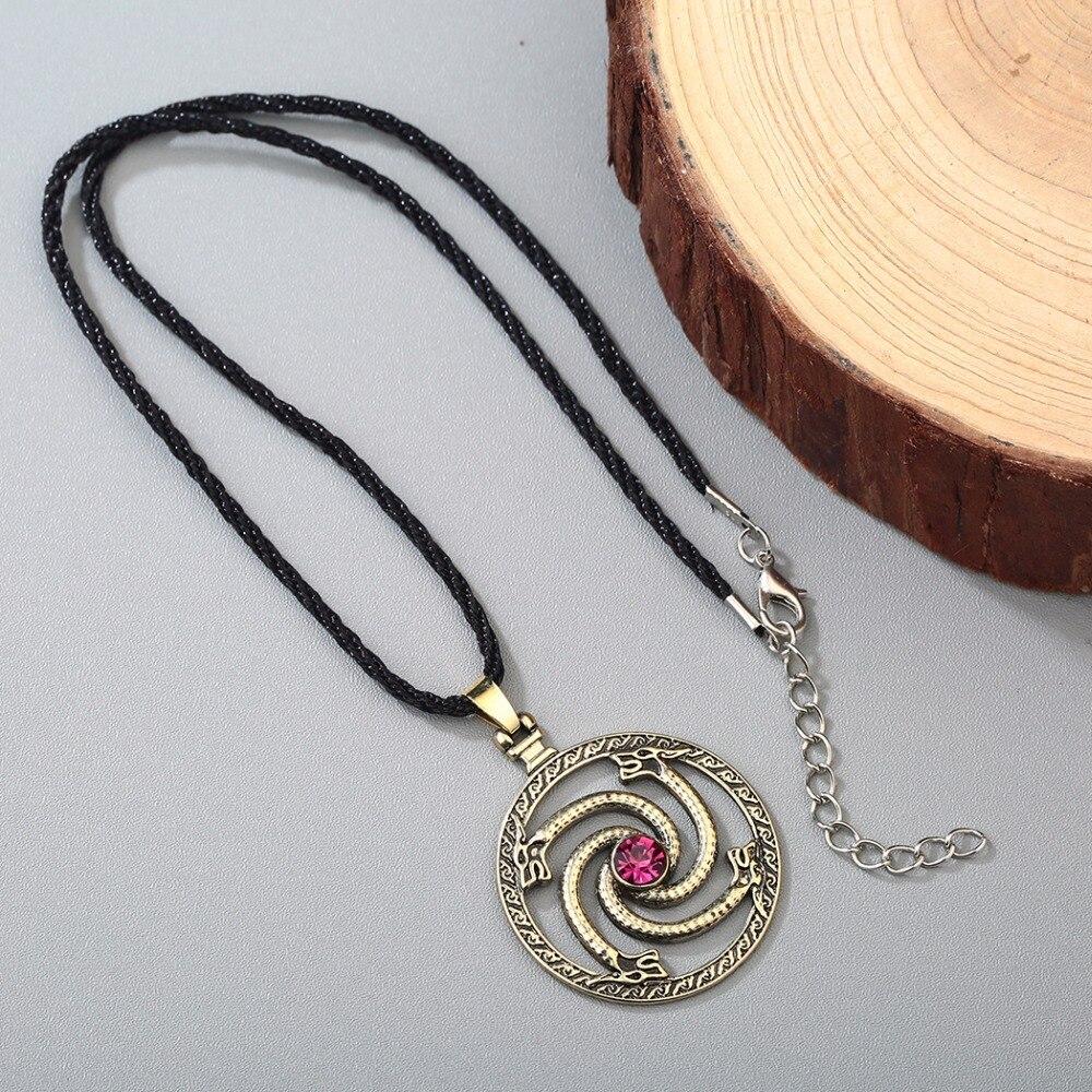 Rope Necklace with Dragon Knot Amulet and Red Stone-Necklaces-Innovato Design-Gold-Innovato Design