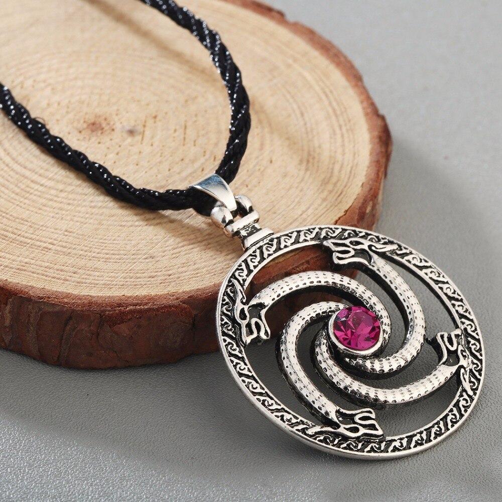 Rope Necklace with Dragon Knot Amulet and Red Stone-Necklaces-Innovato Design-Gold-Innovato Design