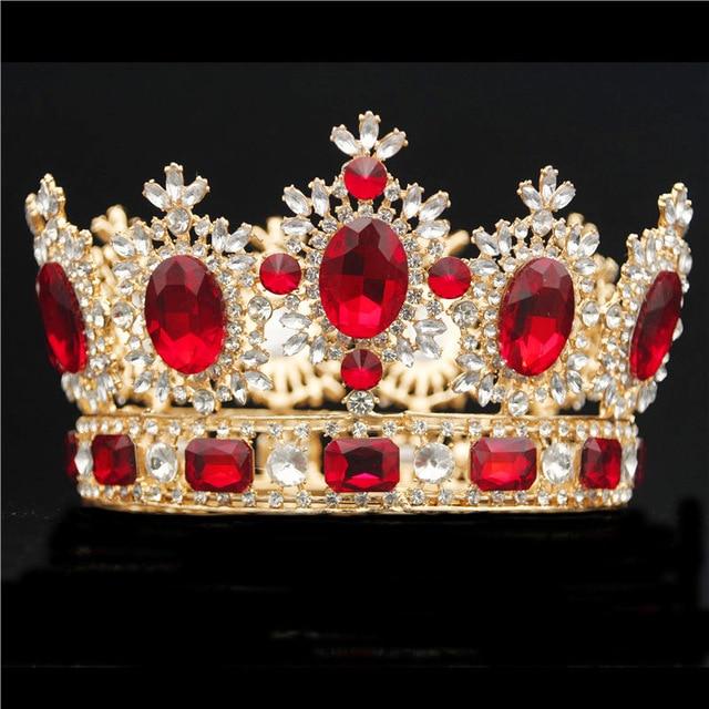Luxury Royal Queen Crown for Prom or Wedding-Crowns-Innovato Design-Gold Red-Innovato Design