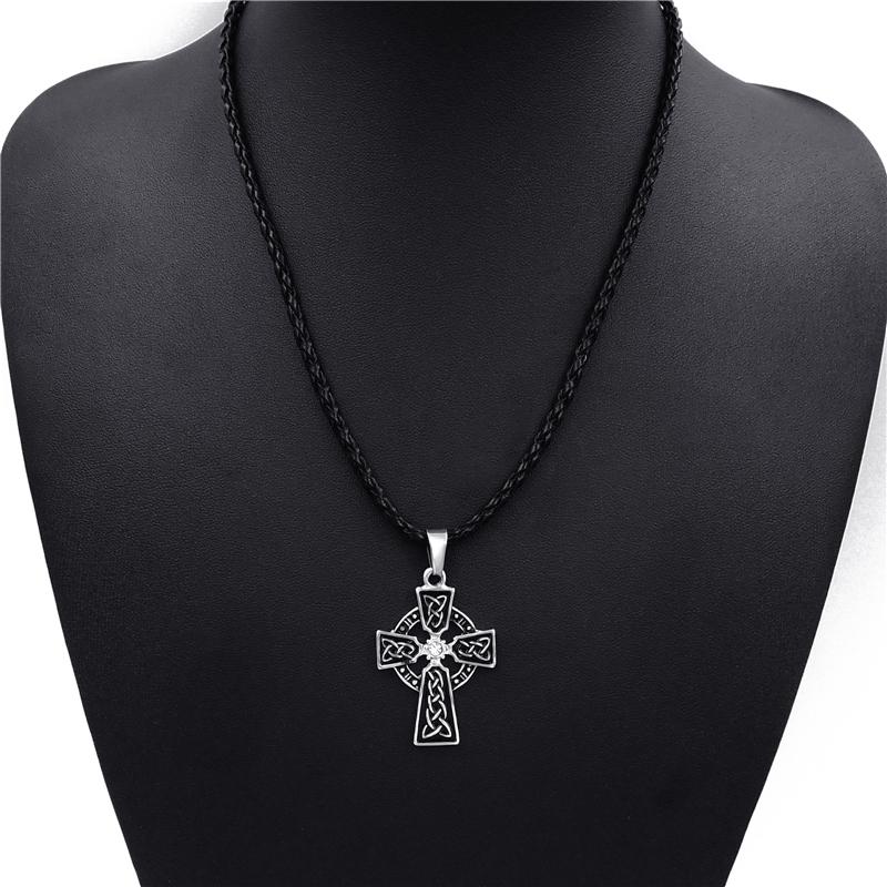 Irish Celtic Cross with Zirconia Pendant Necklace-Necklaces-Innovato Design-Innovato Design