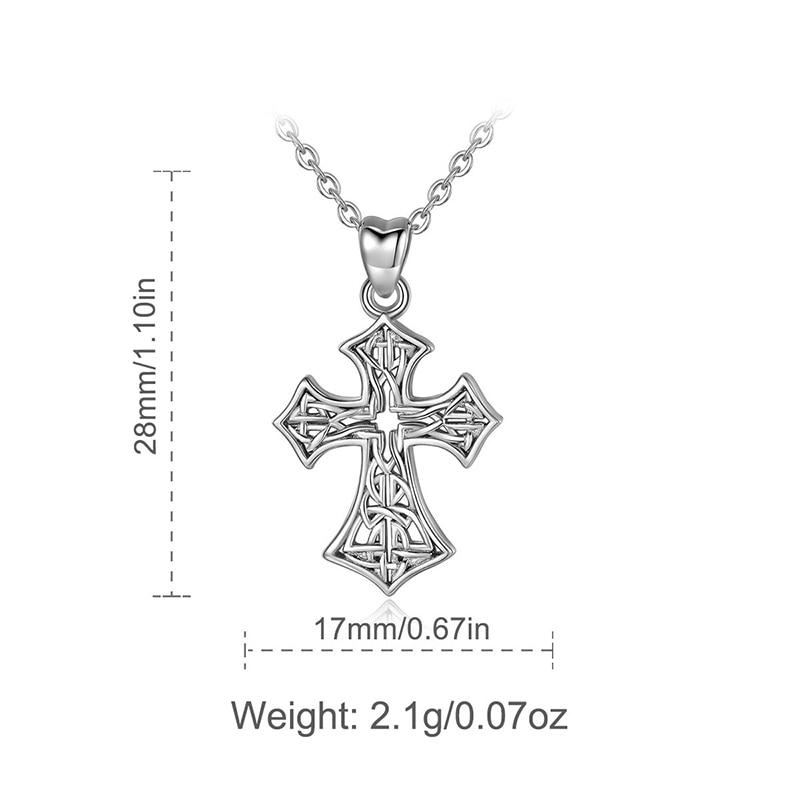 925 Sterling Silver Catholic Cross with Celtic Knot Inlay Pendant Necklace-Necklaces-Innovato Design-Innovato Design