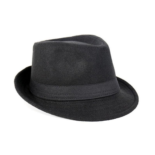 Classic Wide Brim Fedora Trilby Hat with Black Hatband