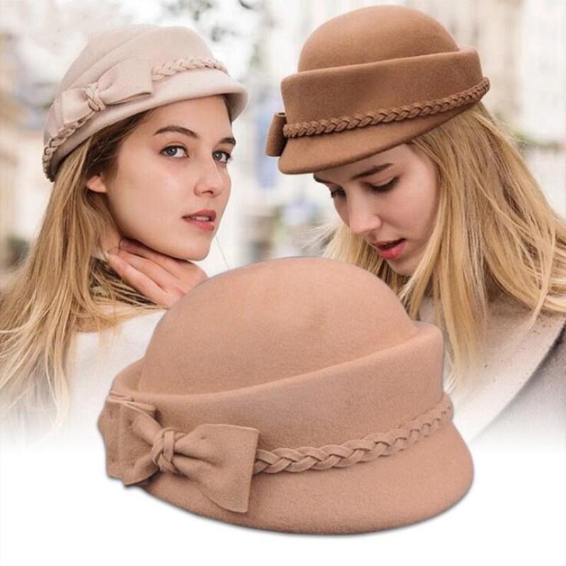 Australian Wool Pillbox Beret with Bow-Hats-Innovato Design-Red-Innovato Design