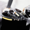 Custom Engrave Cowhide Leather and Stainless Steel Fashion Bracelet-Bracelets-Innovato Design-Black-Innovato Design