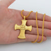 Golden Ethiopian Cross Pendant Necklace with Lion of Judah Engraving-Necklaces-Innovato Design-Innovato Design