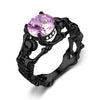 Skull, Bone, Skeleton and Cubic Zirconia Punk Biker Engagement Ring-Rings-Innovato Design-5-Black Green-Innovato Design