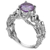 Skull, Bone, Skeleton and Cubic Zirconia Punk Biker Engagement Ring-Rings-Innovato Design-11-Silver Purple-Innovato Design
