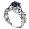 Skull, Bone, Skeleton and Cubic Zirconia Punk Biker Engagement Ring-Rings-Innovato Design-11-Silver Blue-Innovato Design