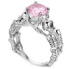 Skull, Bone, Skeleton and Cubic Zirconia Punk Biker Engagement Ring-Rings-Innovato Design-11-Silver Pink-Innovato Design