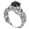 Skull, Bone, Skeleton and Cubic Zirconia Punk Biker Engagement Ring-Rings-Innovato Design-11-Silver Black-Innovato Design