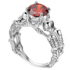 Skull, Bone, Skeleton and Cubic Zirconia Punk Biker Engagement Ring-Rings-Innovato Design-11-Silver Red-Innovato Design
