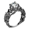 Skull, Bone, Skeleton and Cubic Zirconia Punk Biker Engagement Ring-Rings-Innovato Design-11-Black Crystal-Innovato Design