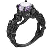 Skull, Bone, Skeleton and Cubic Zirconia Punk Biker Engagement Ring-Rings-Innovato Design-11-Black Purple-Innovato Design