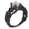 Skull, Bone, Skeleton and Cubic Zirconia Punk Biker Engagement Ring-Rings-Innovato Design-11-Black Pink-Innovato Design